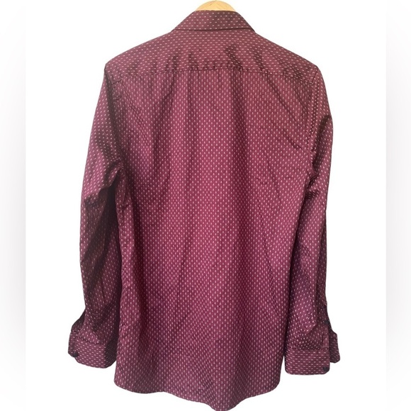 Zara Slim Fit Maroon Red Casual Button Up Down Collared Long Sleeve Shirt - Picture 5 of 8